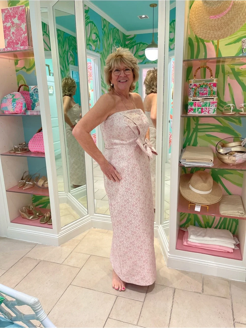 Lilly Pulitzer Strapless Pink Brocade Bow Dress - Picture 4 of 4